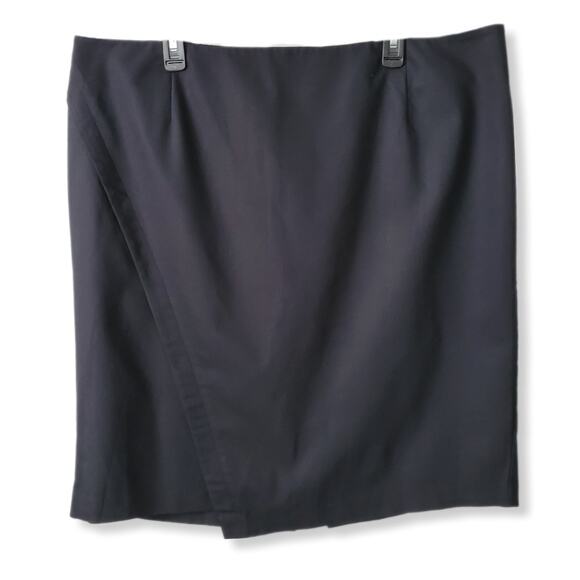 Lane Bryant Black Faux Wrap Skirt 22 Pencil Career Classic Tailored Corporate - Picture 2 of 12